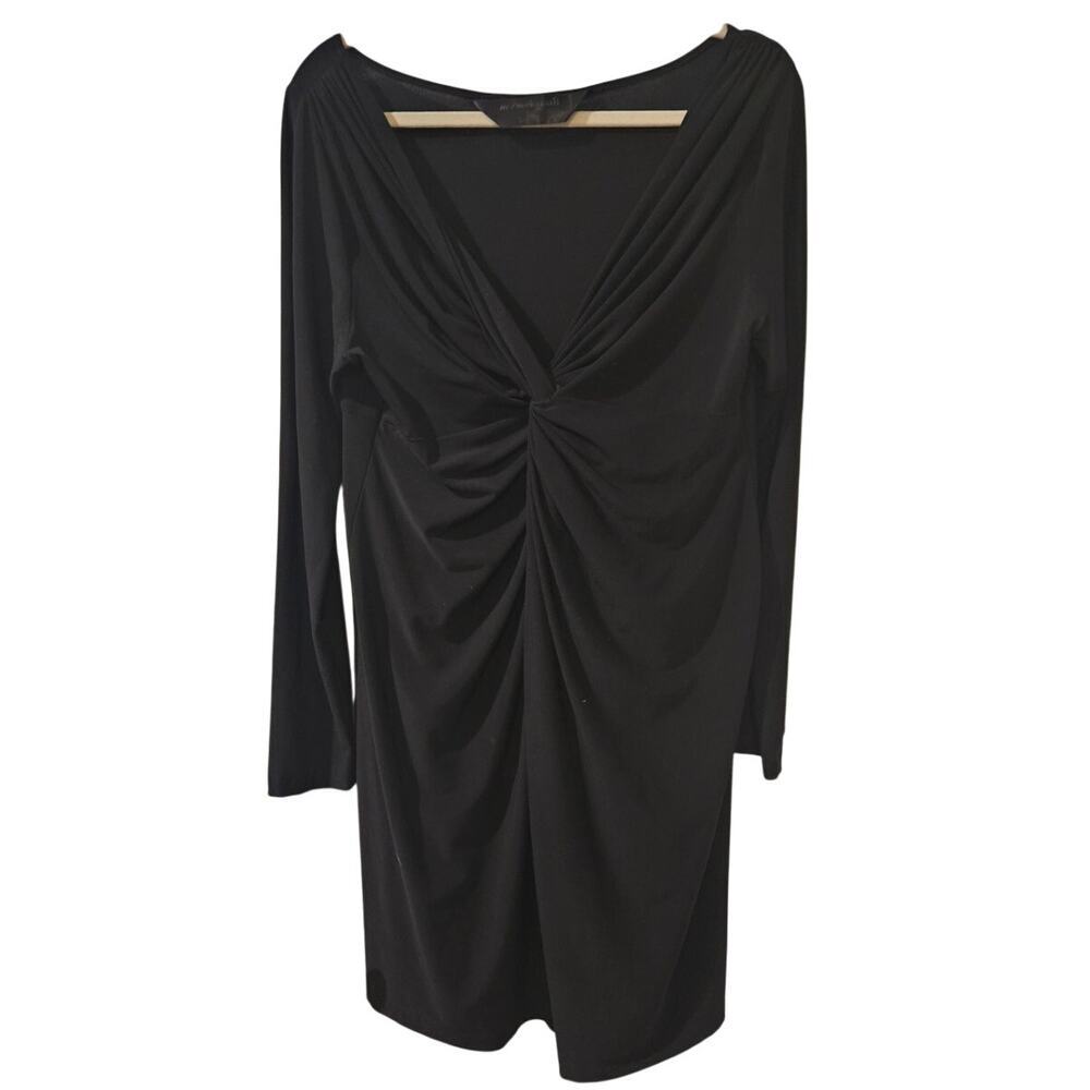 Norma Kamali Black Long Sleeve Twist‎ Front Knee Length Dress Womens Large